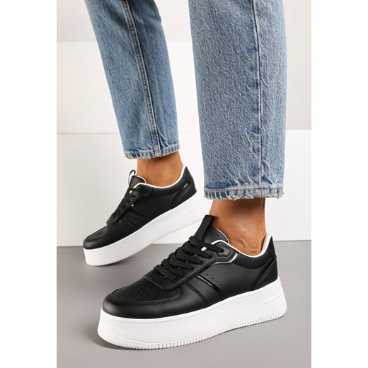 Czarno-Białe Sneakersy Vices na Platformie ze Sznurowaniem Lealirra ze sklepu renee.pl w kategorii Buty sportowe damskie - zdjęcie 175529718