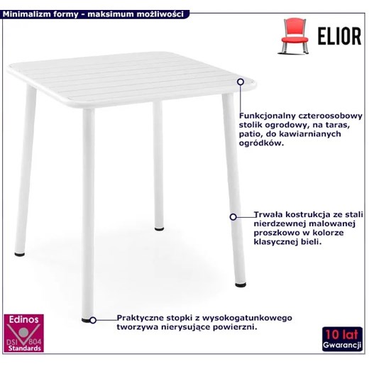 Biały metalowy stół ogrodowy - Calido 3X Elior One Size Edinos.pl