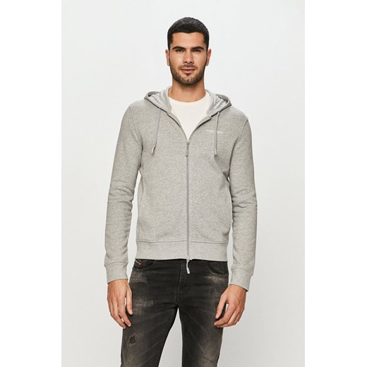 Armani Exchange bluza męska kolor szary z kapturem z nadrukiem 8NZM95 ZJKRZ NOS ze sklepu ANSWEAR.com w kategorii Bluzy męskie - zdjęcie 175531749