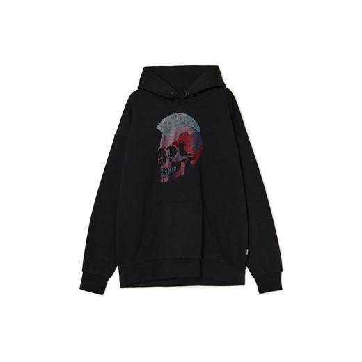 Cropp - Bluza z aplikacją punkowej czaszki - czarny ze sklepu Cropp w kategorii Bluzy męskie - zdjęcie 175533517