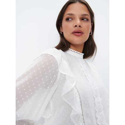 Mohito - Biała bluzka z falbanami - biały Mohito 32 Mohito