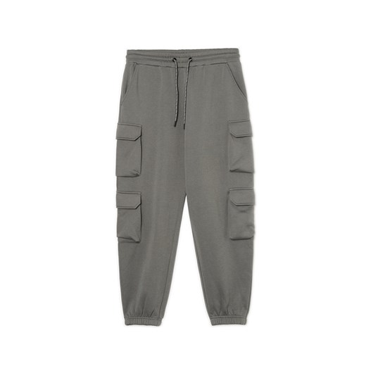 Cropp - Szare dresowe joggery z kieszeniami cargo - szary Cropp XXL Cropp