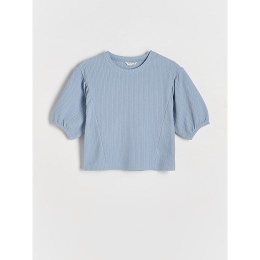 Reserved - Bluzka z bufkami - jasnoniebieski ze sklepu Reserved w kategorii Bluzki dziewczęce - zdjęcie 175534255