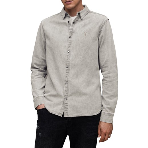 AllSaints koszula jeansowa GLEASON LS SHIRT męska kolor szary regular z M ANSWEAR.com