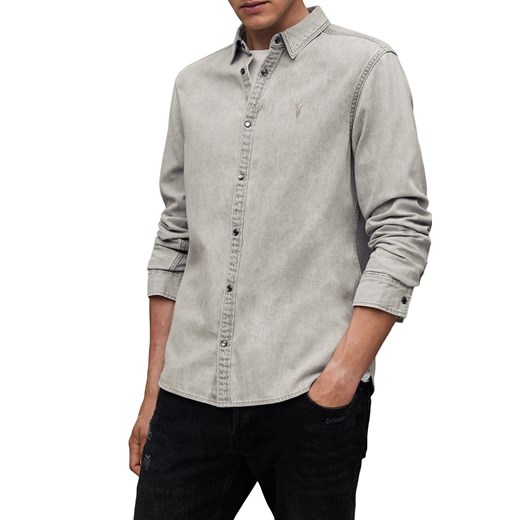 AllSaints koszula jeansowa GLEASON LS SHIRT męska kolor szary regular z XL ANSWEAR.com