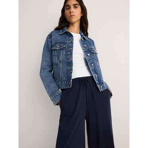 Reserved - Spodnie z dodatkiem modalu - granatowy ze sklepu Reserved w kategorii Spodnie damskie - zdjęcie 175539386
