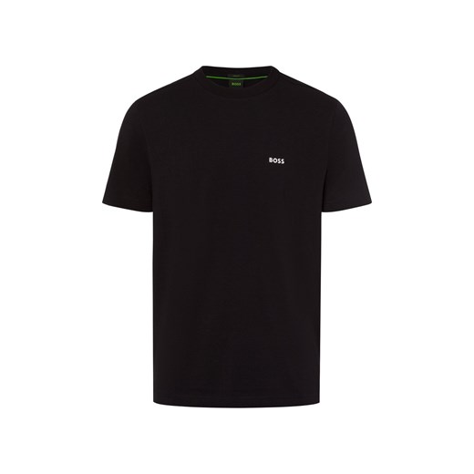 BOSS Green Koszulka męska - Tee Mężczyźni Bawełna czarny jednolity ze sklepu vangraaf w kategorii T-shirty męskie - zdjęcie 175539736