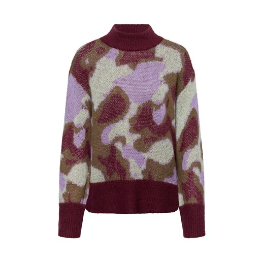 Y.A.S Damski sweter z dzianiny z zawartością wełny - Yastorio Kobiety Sztuczne włókno bordowy wzorzysty ze sklepu vangraaf w kategorii Swetry damskie - zdjęcie 175539749