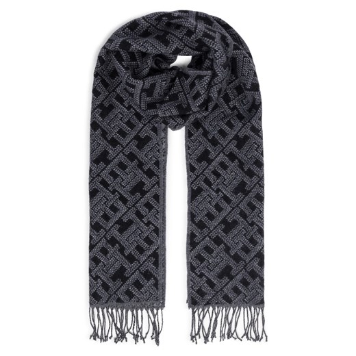 Tommy Hilfiger Męski wełniany szalik Mężczyźni Wełna czarny wzorzysty ze sklepu vangraaf w kategorii Szaliki męskie - zdjęcie 175539786