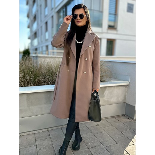 płaszcz igrosso ciemnobeżowy one size ze sklepu UBRA w kategorii Płaszcze damskie - zdjęcie 175542768