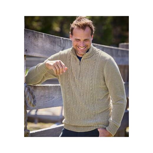 Sweter z dzianiny szenilowej z wykładanym kołnierzem ze sklepu Atlas For Men w kategorii Swetry męskie - zdjęcie 175547055