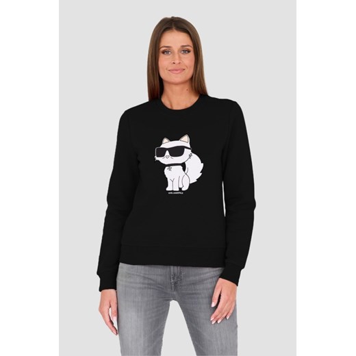 KARL LAGERFELD Czarna bluza Ikonik 2.0 Choupette Sweat, Rozmiar XL ze sklepu outfit.pl w kategorii Bluzy damskie - zdjęcie 175550788