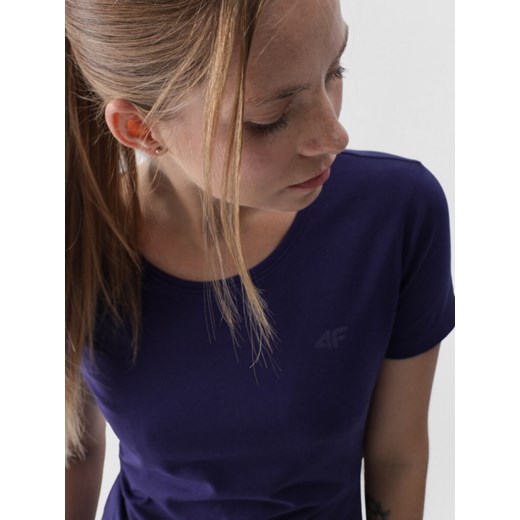 Damski t-shirt basic 4F 4FWMM00TTSHF1845 - granatowy ze sklepu Sportstylestory.com w kategorii Bluzki damskie - zdjęcie 175551506