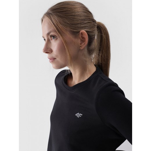 Damska bluza dresowa nierozpinana bez kaptura 4F 4FWMM00TSWSF1469 - czarna ze sklepu Sportstylestory.com w kategorii Bluzy damskie - zdjęcie 175556928
