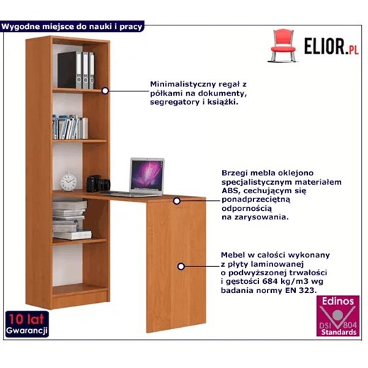Biurko komputerowe z regałem olcha - Lemsi Elior One Size Edinos.pl