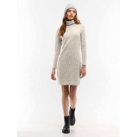 Sukienka beżowa Gate z długim rękawem 