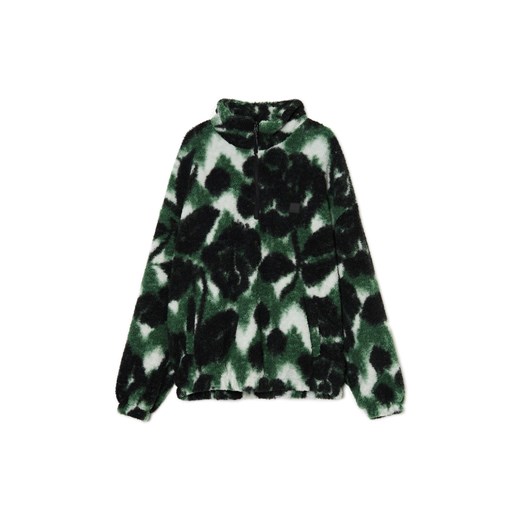 Cropp - Zielona polarowa bluza ze stójką - zielony ze sklepu Cropp w kategorii Bluzy męskie - zdjęcie 175569596