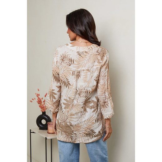 Le Monde du Lin Lniana bluzka w kolorze beżowym Le Monde Du Lin 40/42 wyprzedaż Limango Polska