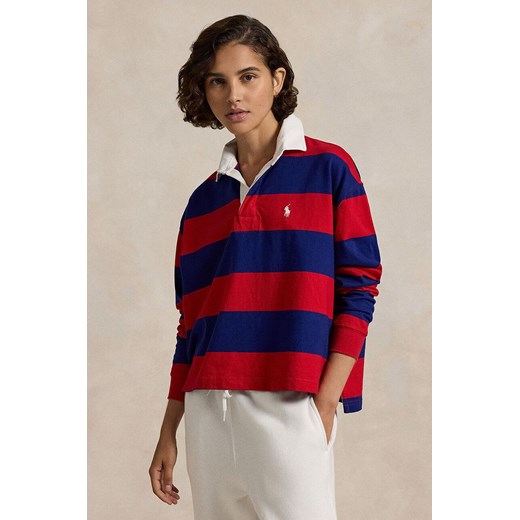 Polo Ralph Lauren longsleeve bawełniany kolor czerwony 211943012 ze sklepu PRM w kategorii Bluzki damskie - zdjęcie 175573085