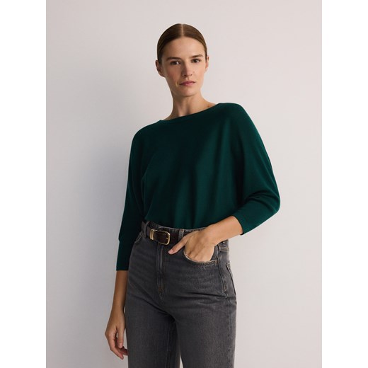 Reserved - Bluzka kimono - ciemnozielony Reserved L Reserved