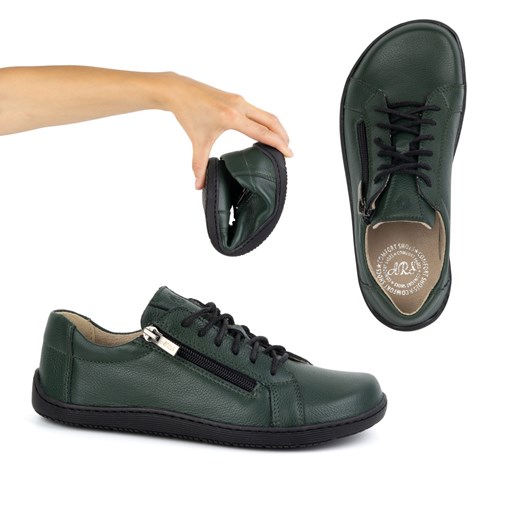 Damskie minimalistyczne buty skórzane barefoot model 1243 zielone ze sklepu butyolivier w kategorii Półbuty damskie - zdjęcie 175577749