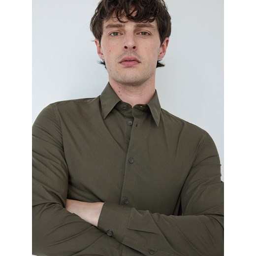 Reserved - Bawełniana koszula slim fit - ciemnozielony Reserved S Reserved