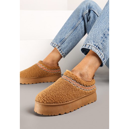 Brązowe Śniegowce na Grubej Podeszwie Ozdobione Haftem Zinnalora ze sklepu born2be.pl w kategorii Śniegowce damskie - zdjęcie 175584639