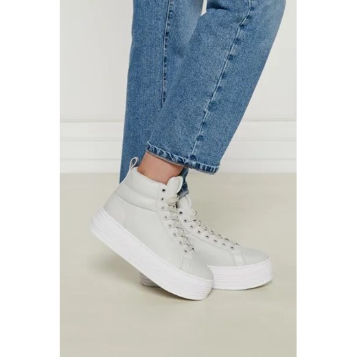 Białe buty sportowe damskie Calvin Klein sneakersy na platformie sznurowane 