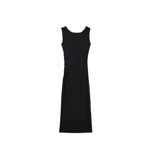 Cropp - Czarna sukienka maxi z marszczeniem - czarny ze sklepu Cropp w kategorii Sukienki - zdjęcie 175586995