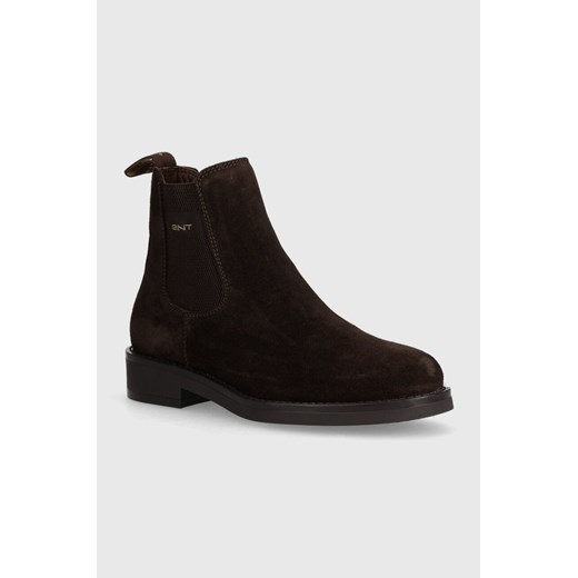 Gant sztyblety zamszowe Prepdale męskie kolor brązowy 29653750 G399 ze sklepu ANSWEAR.com w kategorii Buty zimowe męskie - zdjęcie 175600126
