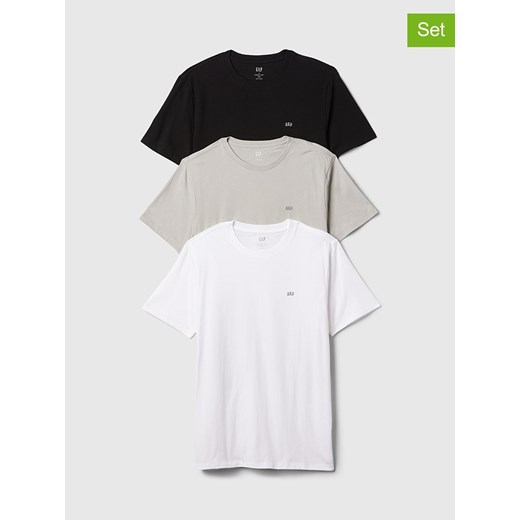 GAP Koszulki (3 szt.) w kolorze jasnoszarym, białym i czarnym ze sklepu Limango Polska w kategorii T-shirty męskie - zdjęcie 175601175
