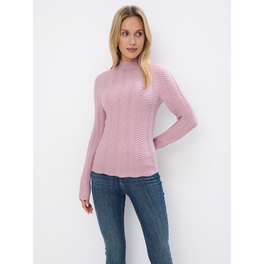 Mohito - Różowy sweter ze stójką - pastelowy różowy ze sklepu Mohito w kategorii Swetry damskie - zdjęcie 175601878
