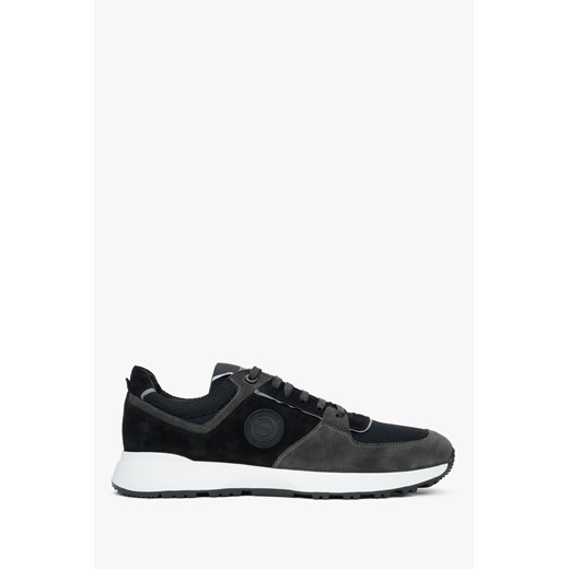 Estro: Czarno-szare sneakersy męskie z włoskiego weluru i skóry naturalne Premium ze sklepu Estro w kategorii Buty sportowe męskie - zdjęcie 175608688