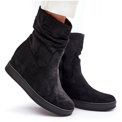 Botki czarne zamszowe casual