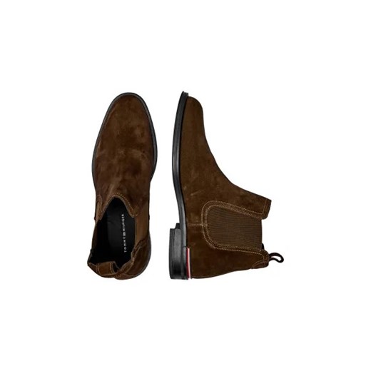 Buty zimowe męskie brązowe Tommy Hilfiger z tworzywa sztucznego