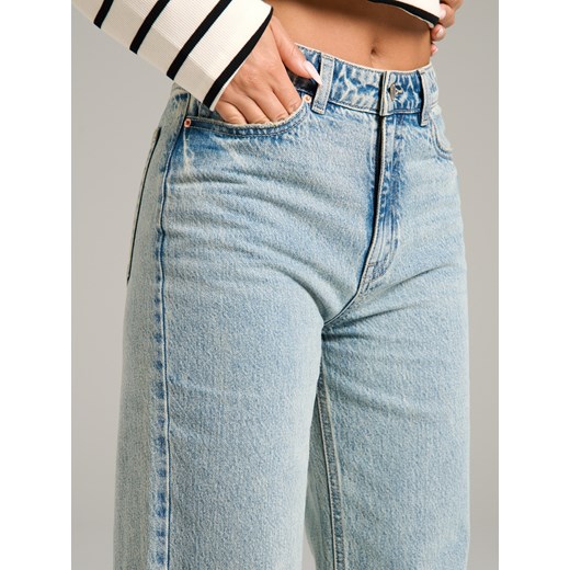 Sinsay - Jeansy wide leg - turkusowy Sinsay 40 Sinsay