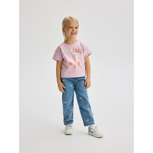 Reserved - T-shirt z nadrukiem - pastelowy róż Reserved 86 (12-18 m.) Reserved