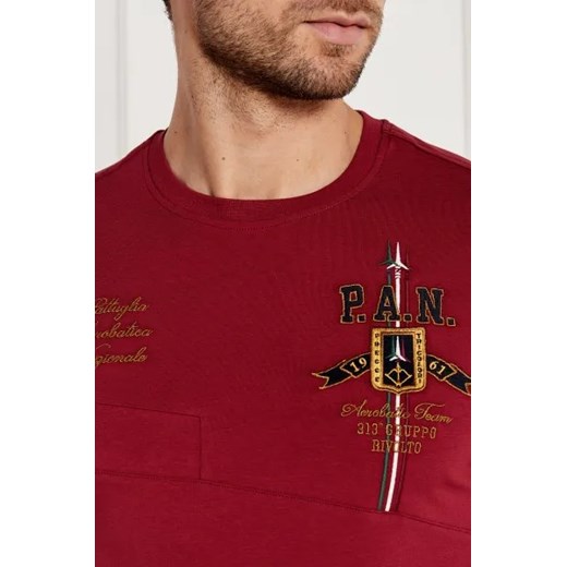 T-shirt męski Aeronautica Militare czerwony z elastanu z długim rękawem