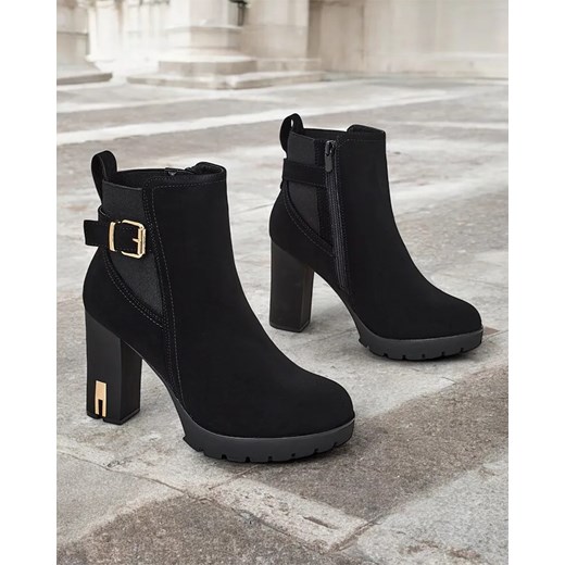 Botki Royalfashion.pl czarne na obcasie eleganckie 