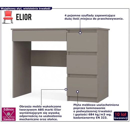 Nowoczesne biurko z 4 szufladami glina - Oraso 4X Elior One Size Edinos.pl