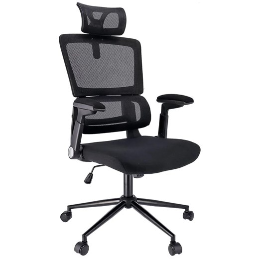 Czarny ergonomiczny fotel biurowy z zagłówkiem - Betsu ze sklepu Edinos.pl w kategorii Krzesła biurowe - zdjęcie 175624405
