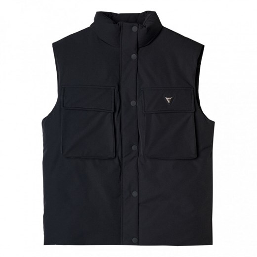Damski bezrękawnik puchowy Guess Aurlie SL Puffer Overshirt - czarny ze sklepu Sportstylestory.com w kategorii Kamizelki damskie - zdjęcie 175624826