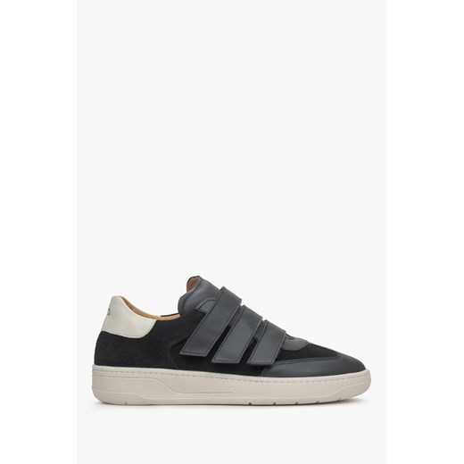Estro: Czarne sneakersy damskie na rzep z włoskiej skóry naturalnej i weluru ze sklepu Estro w kategorii Buty sportowe damskie - zdjęcie 175626117