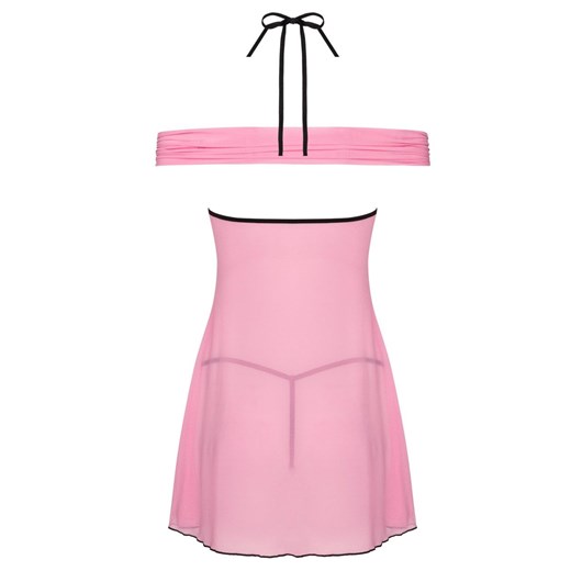 Komplet bielizny damskiej koszulka i stringi Chameli LC 13425, Kolor różowo-czarny, Rozmiar M, LivCo Corsetti Fashion ze sklepu Intymna w kategorii Koszule nocne - zdjęcie 175628676