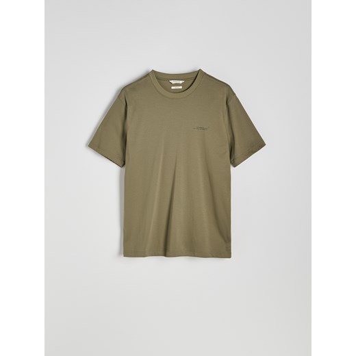Reserved - Bawełniany t-shirt regular - oliwkowy Reserved M Reserved