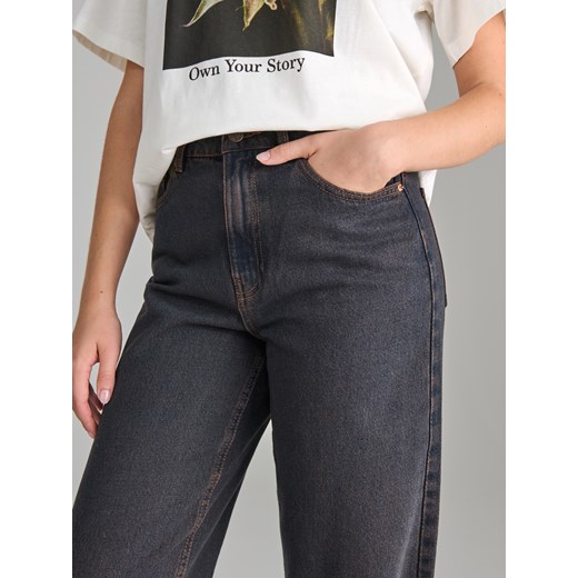 Sinsay - Jeansy wide leg - granatowy Sinsay 42 Sinsay