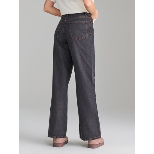 Sinsay - Jeansy wide leg - granatowy Sinsay 36 Sinsay