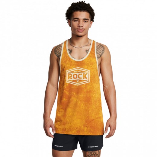 Męski top treningowy Under Armour UA Project Rock Tools Of The Trade Racer Tank - żółty ze sklepu Sportstylestory.com w kategorii T-shirty męskie - zdjęcie 175631567