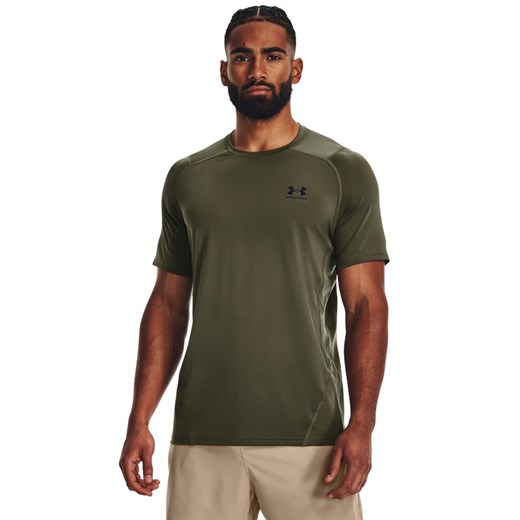 Męska koszulka treningowa Under Armour UA HG Armour Fitted SS - khaki ze sklepu Sportstylestory.com w kategorii T-shirty męskie - zdjęcie 175631769