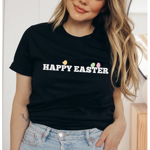 damska koszulka happy easter na wielkanoc ze sklepu Time For Fashion w kategorii Bluzki damskie - zdjęcie 175637579